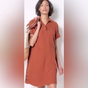 J Jill Gauze Cotton Casual Dress 3X Minimalist Lightweight Beach Rust Orange